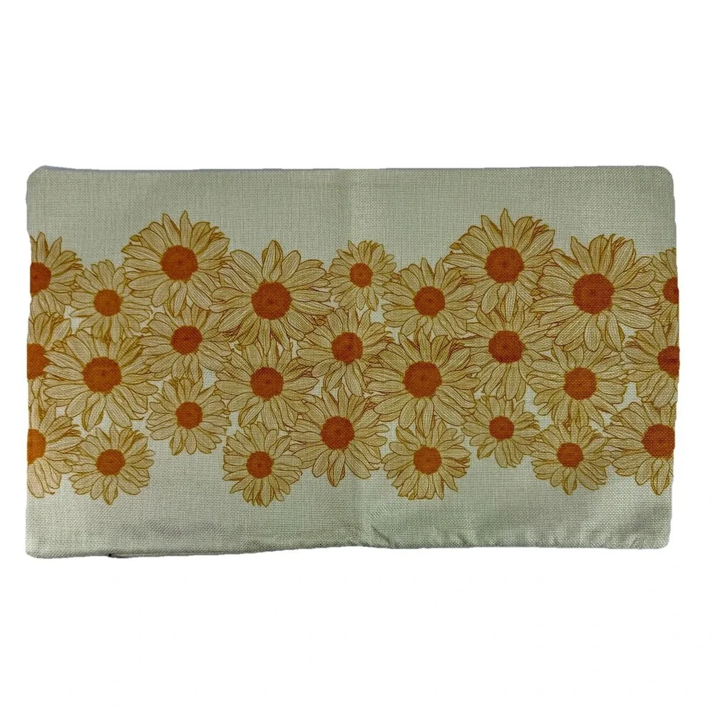 Pillow Cover‎ Daisy Floral Lumbar 11.5x20 Zipper Cottage Vintage Style NEW